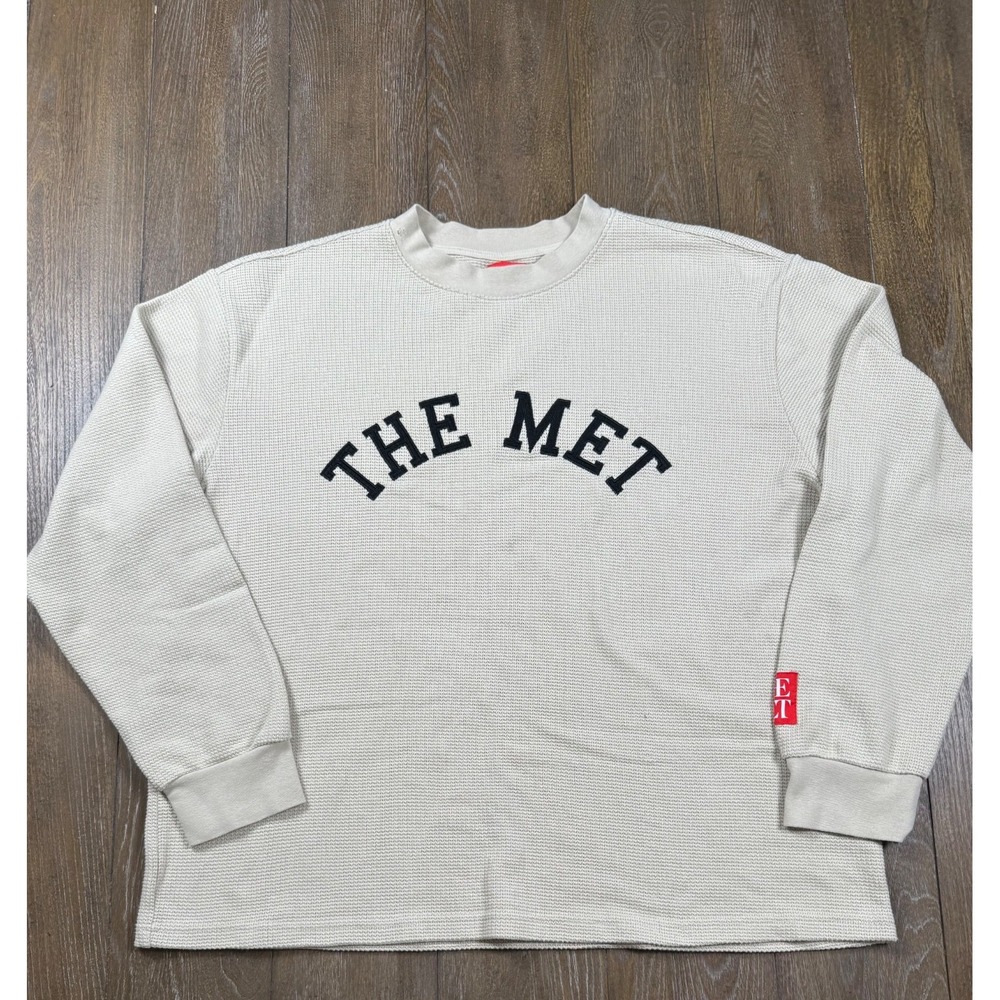 The Met PacSun Los Angeles Men's XL Waffle Knit Long Sleeve Shirt Cream 3269